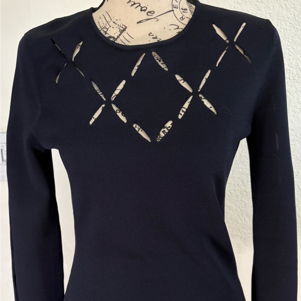 Bailey 44 Navy Mergers Cross Cut Top, Size: Small